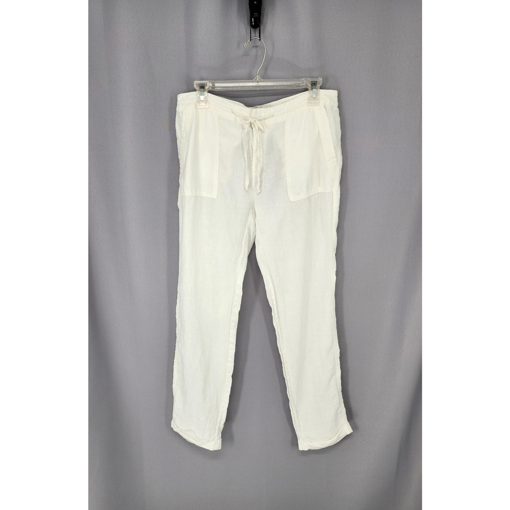 Joie Pants Womens 8 White Linen Straight Leg Chino Drawstring Casual Coastal